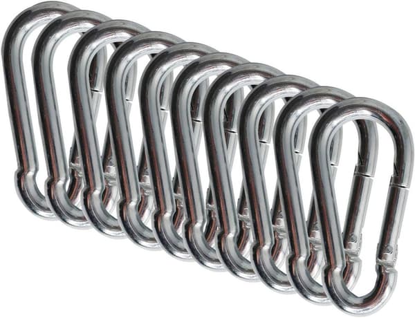 Karbinhake 60 mm x 6 mm 10 stycken karbinhake i stål karbinhake bärkapacitet