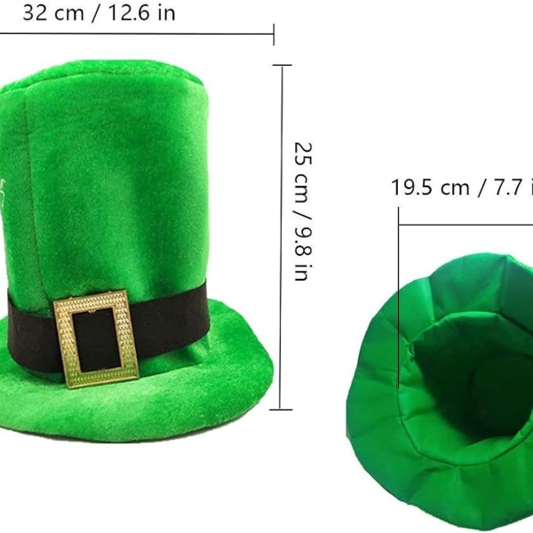 St. Patrick's Shamrock Top Hat Grön Flanell Top Hat för Herr Dam Lrish KLB
