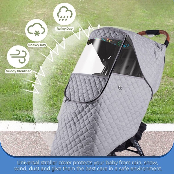 Regntrekk for barnevogn - værbeskyttelse for regn lys grå KLB