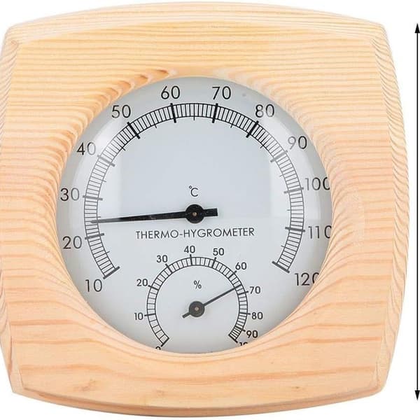 Träs bastu hygrotermograf termometer hygrometer basturum gran