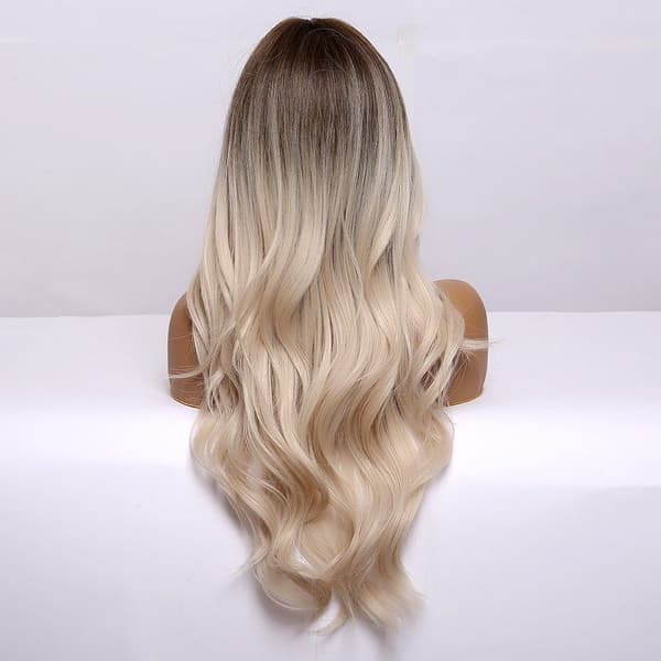 Brun blond gradient paryk høj temperatur silke langt krøllet hår