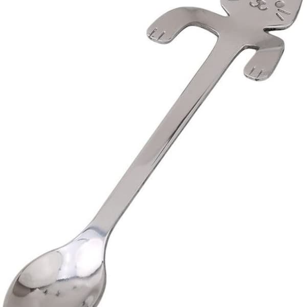 Mini rostfria kattkaffeskedar, 4 stycken, för te, soppa, socker