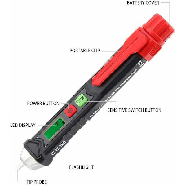 Spændingsdetektor, berøringsfri teststift, AC spændingsdetektor 0 40°C, 48V-1000V/12V-1000V KLB