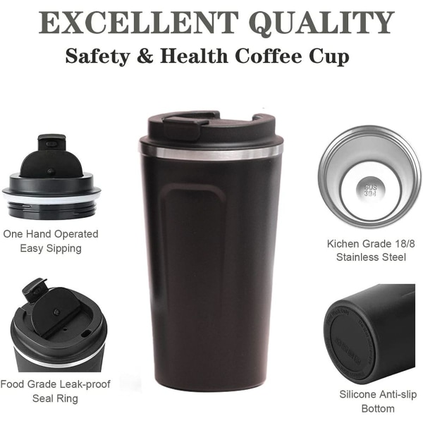 Isoleret kaffekrus Vakuum rustfrit stål sort stil 2 KLB