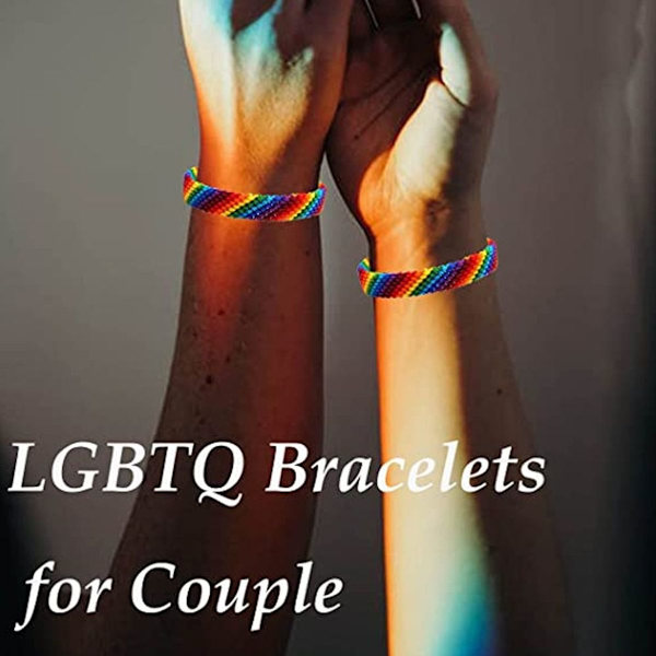 2 stycken regnbågsflätade armband för män och kvinnor, vänskapsarmband KLB
