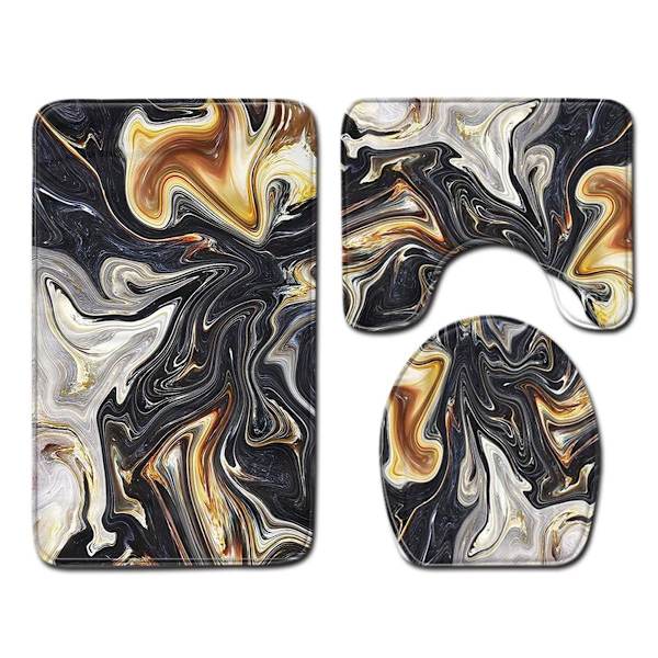 Pieces Ink Marble Texture Bruseforhængssæt med skridsikker tæppe, KLB