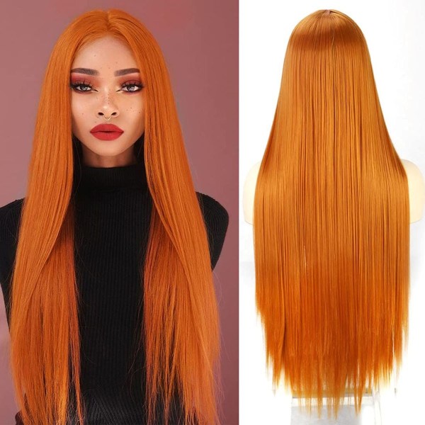 Oranssi pitkä peruukki naisille
