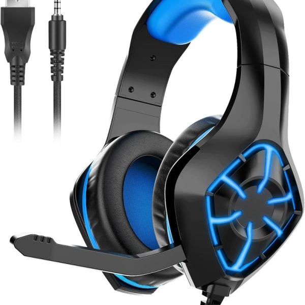 Pro Gaming Headset Over-Ear Støjreducerende Hovedtelefoner Blå