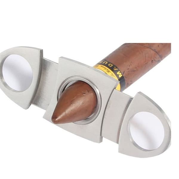 Silver rostfritt stål cigarrskärare, dubbla blad sax