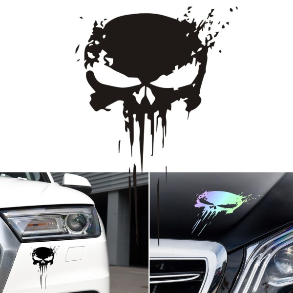 Melted Skull Stickers Pakke med 2 enheter for bilen eller motorsykkelen (svart)-