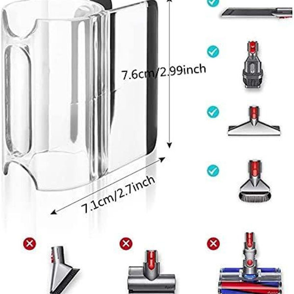Tillbehörsfäste anslutningsklämma kompatibel med Dyson V11 V10 V8 V7 stick