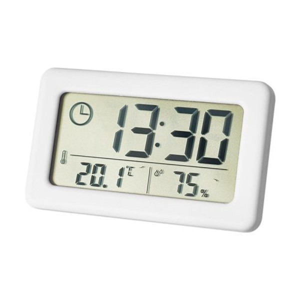 YD005 Mini tunn LCD temperatur- och fuktighetselektronisk klocka (vit)