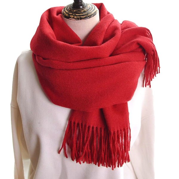Dametørklæde, tæppetørklæde, kashmirtørklæde til kvinder, rød