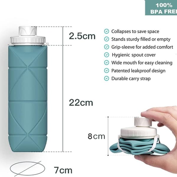 Speciellt utformade hopfällbara vattenflaskor, 2-pack, BPA-fria, mörkgröna KLB