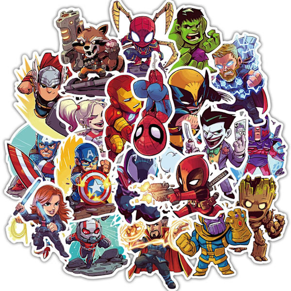 Teens Hero Stickers 50stk Vandtætte til Decal, Laptop Hydro Flask Vandflaske Bilkop Computer Guitar Skateboard Bagage Cykel Kofanger