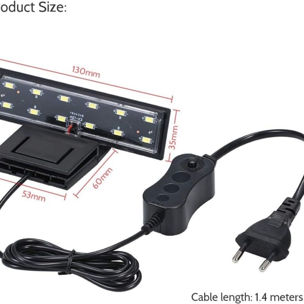 AC220V 5W 12 LED Akvarium Lys Fiskeglas Lampe Hvidt Lys Bærbar KLB