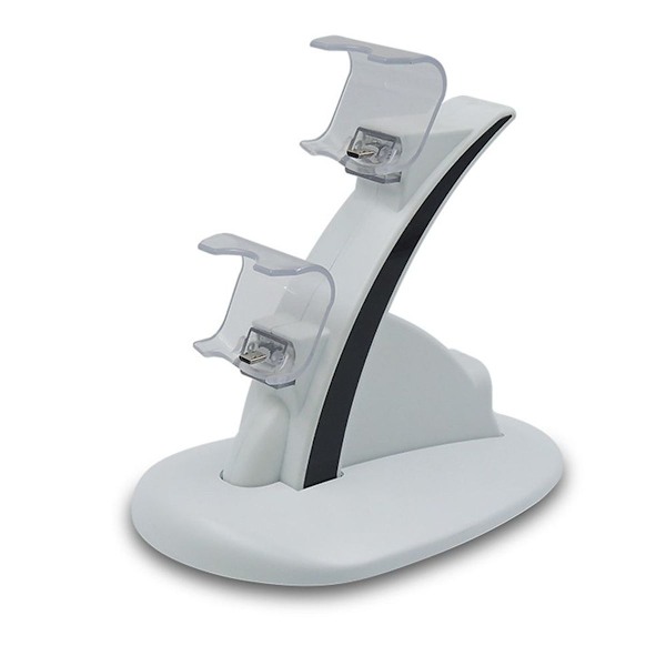 Ladestasjon lader for PS4-kontroller - Dualshock dockinglader (hvit) KLB