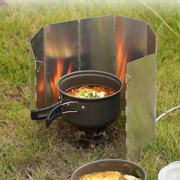 Gasskomfyr vindbeskyttelse høy 10 lameller laget av aluminium for camping og fotturer KLB