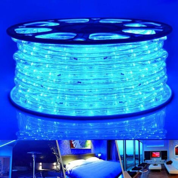 Utomhusljusrör LED-slingljus Dekoration och nätadapter Blå-10M