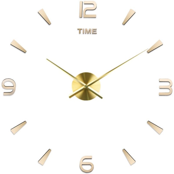 Modern DIY Silent Wall Clock (guld, 70-90cm), 3D självhäftande, för hem, restaurang, kontor och hotelldekoration-