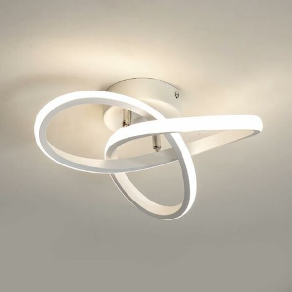 Moderne LED-taklampe, rund geometrisk taklampe, elegant 4500K lysekrone for gang, stue, soverom 18W Dia 24CM Hvit 4500K
