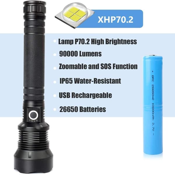Ladattava LED-taskulamppu, taktinen taskulamppu, korkea lumen KLB