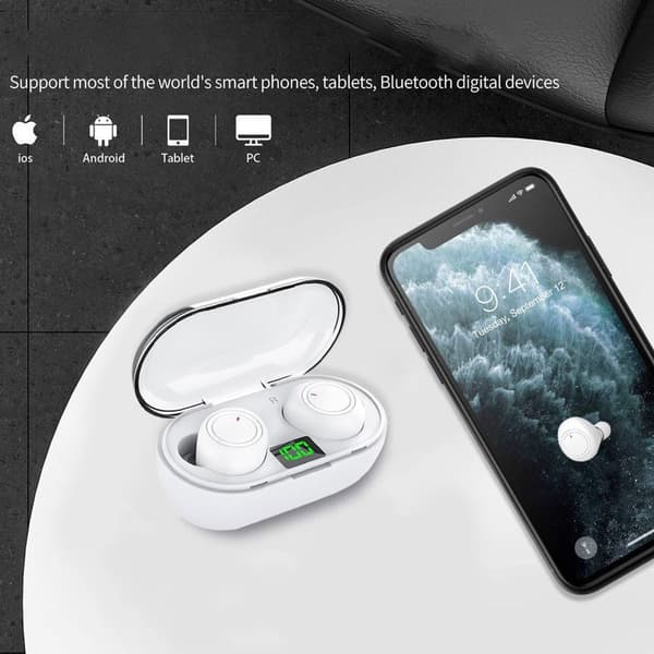 Trådlösa Bluetooth-hörlurar, Bluetooth 5.3 in-ear vita