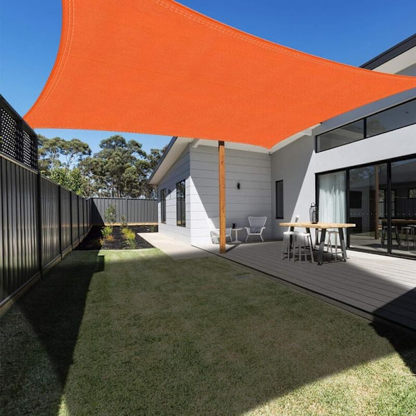 Rektangulær skygge sejl 4x6m orange, vandtæt markise UV-beskyttelse til have terrasse udendørs terrasse swimmingpool med reb KLB