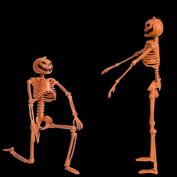 15,7'' Poseable Halloween Skelet - Græskarhoved Fuld Krop Halloween Skelet KLB