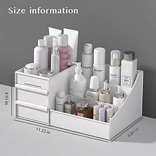 Cosmetic Storage Shelf with Drawer Cosmetic Countertop Storage Shelf(White)