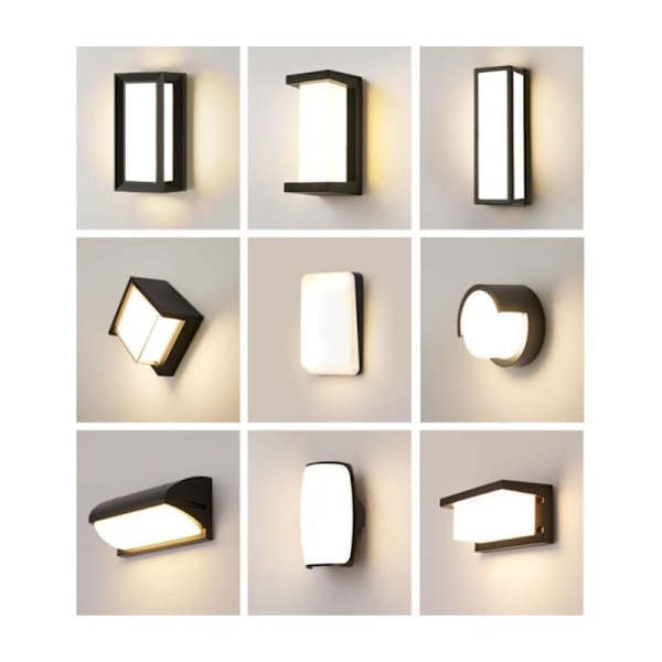 Moderni LED-seinävalaisin 30W, vedenpitävä IP65, sopii sisä- ja ulkokäyttöön, malli C suuri neutraali valo 4000K Mitat: 14x14x30cm KLB