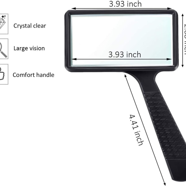5-kertainen kannettava suurennuslasi, 3,77 x 1,89 tuuman suorakulmainen suurennuslasi, naarmuuntumaton lasilinssi lukemiseen,