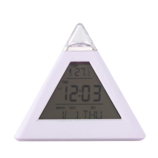 2 st Färgförändrande Pyramid Digital LCD Väckarklocka Termometer Temperatur Datum