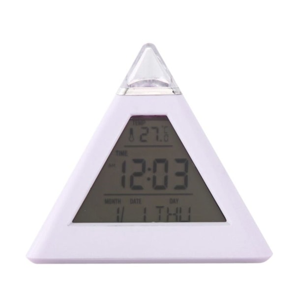 2 stk Fargeskiftende Pyramide Digital LCD Vekkerklokke Termometer Temperatur Dato