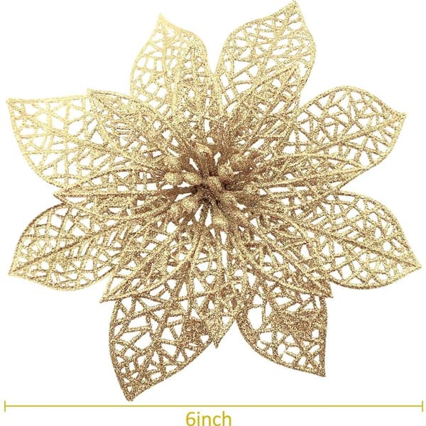 36 stk. Glitter poinsettia hvid KLB
