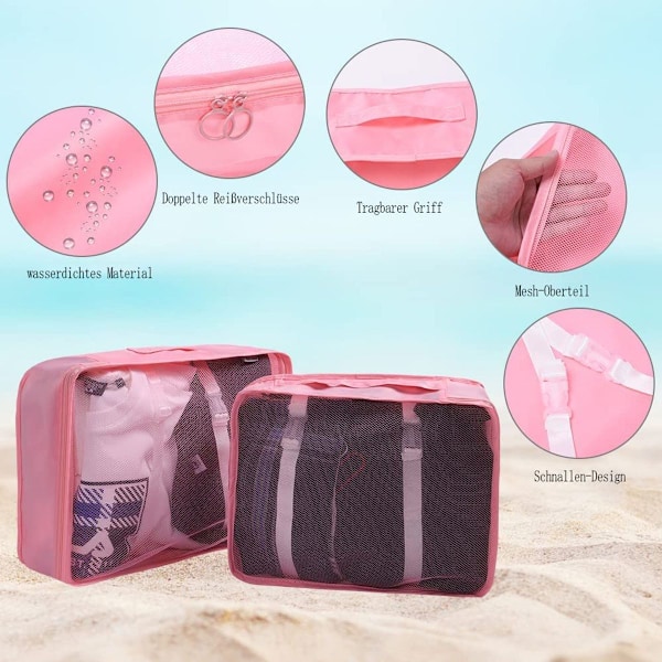 OSDUE Resväska Organiser Set 8 st, Packkuber, Vattentäta Resekläder KLB