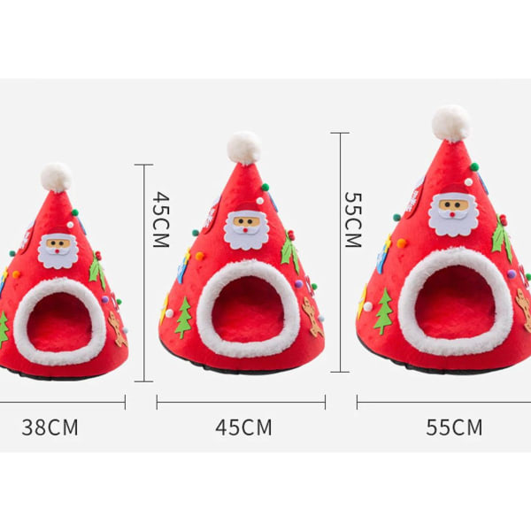 Julehus for kjæledyr - Katteseng - Rød og grønn - Bærbar - KLB
