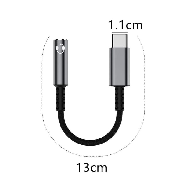 USB-C til 3,5 mm hodetelefonkontaktadapter (2 pakker), USB grå
