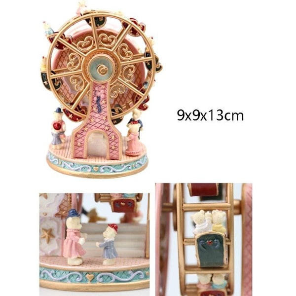 Pariserhjul Bjørn Musikboks Roterende Musikboks Gave Ornament (Rosa)