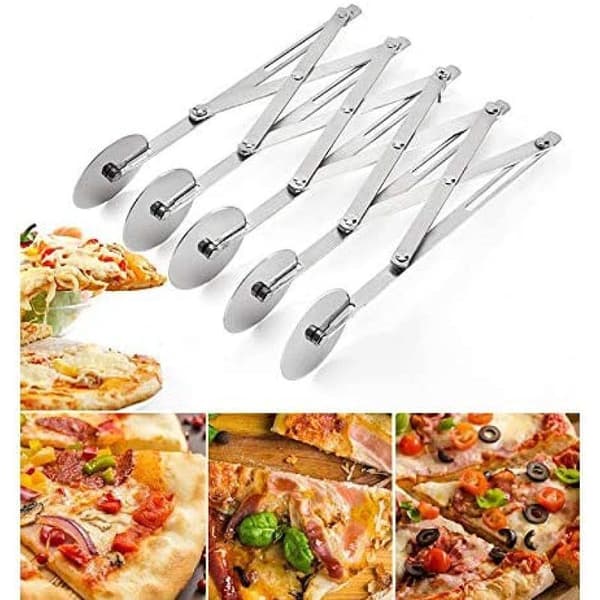 Deigkutter, pizzakutter i rustfritt stål med 5 justerbare hjul for kakedeling