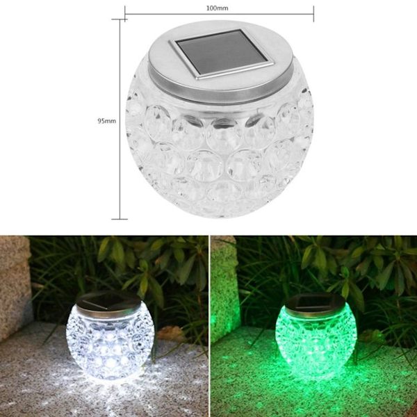 Solar Wish Light Utendørs Glass Hagedekorasjon (Farget Lys)