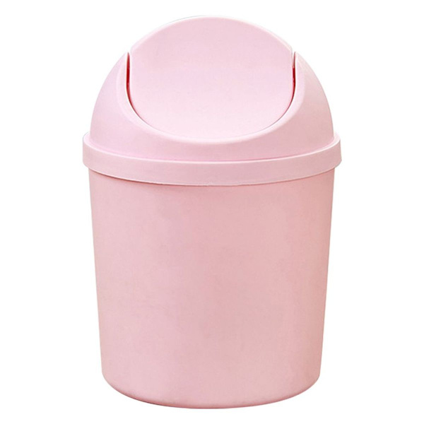 Mini skraldespand i plast med svingelåg, lille bordskraldespand i pink