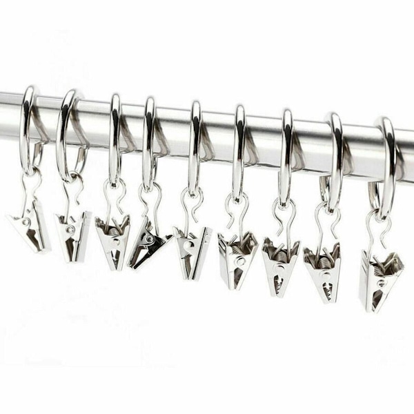 Gardinstangsett med klips 2,5 cm 30 stk Nikkel KLB