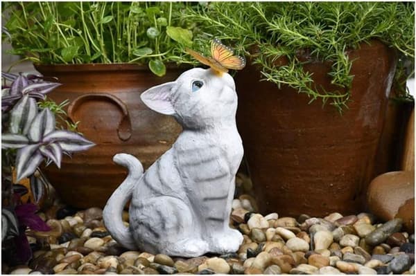 Solcellsdriven LED-belysning Katt Trädgårdsstaty Katt Skulptur Gräsmatta Dekoration