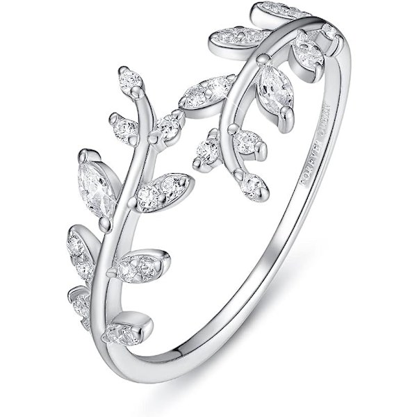 (Silver) Damringar i olivbladsdesign, olivkronringar, justerbara silverringar