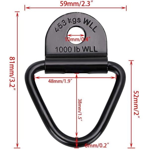 Lastanker, 5 stk. Sort Stål V-Ring Bolt, Cargo Rope Bolt på