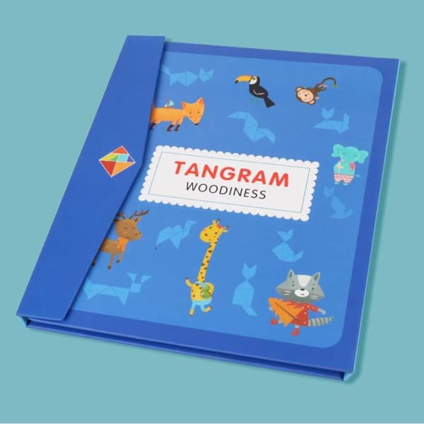 Tangram Magnetiskt Pusselbok, Barns Pussel Geometriska Block Solid Wood KLB