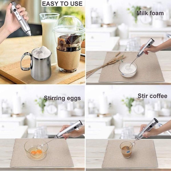 Melkeskummer, bærbar kaffeskummer, elektrisk skumprodusent Silvery KLB