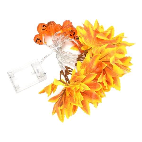 LED-slingor, gula lönnlöv, pumpagrimasdesign KLB