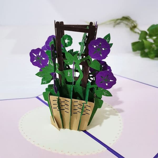 Pop-up-kort med lyserøde roser - 3D-fødselsdagskort til kvinder, blomster
